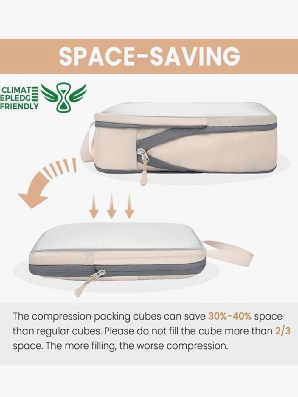 6 Set Ultralight Compression Packing Cubes - Beige - Picture 6 of 10